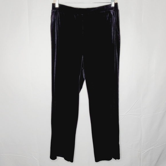 VS Sport Velour Velvet Black Pants Size XL Stretch Pull-on with Pockets - Picture 1 of 15